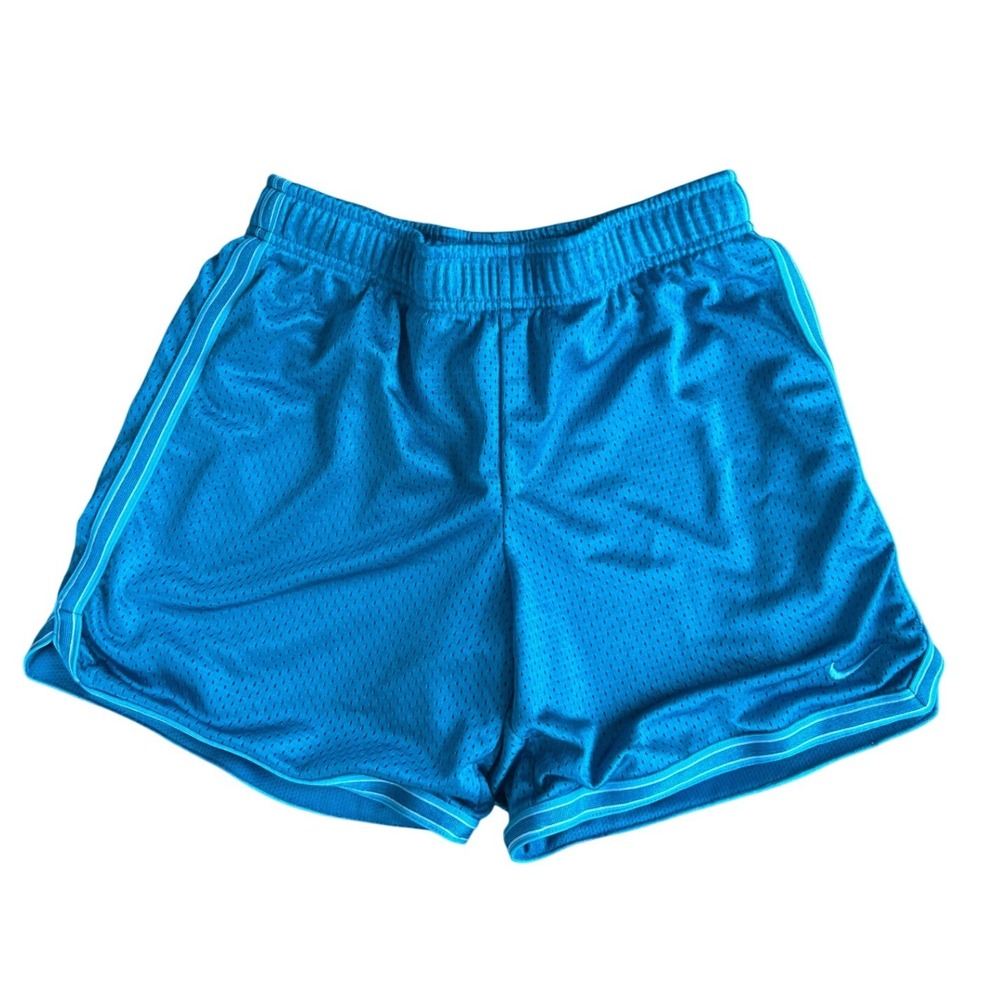 Nike Dri-FIT Kids Large Teal Blue‎ Mesh Athletic Basketball Shorts Side Stripe